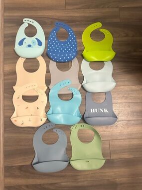 Baby Toddler Silicone Bib Lot 11 bibs